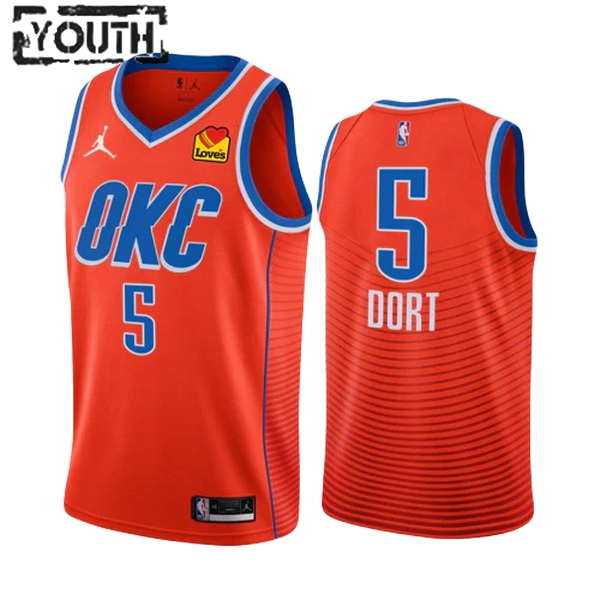 Oklahoma City Thunder Trikot Luguentz Dort 5 Jordan 2022-23 Statement Edition Orange Swingman - Kinder